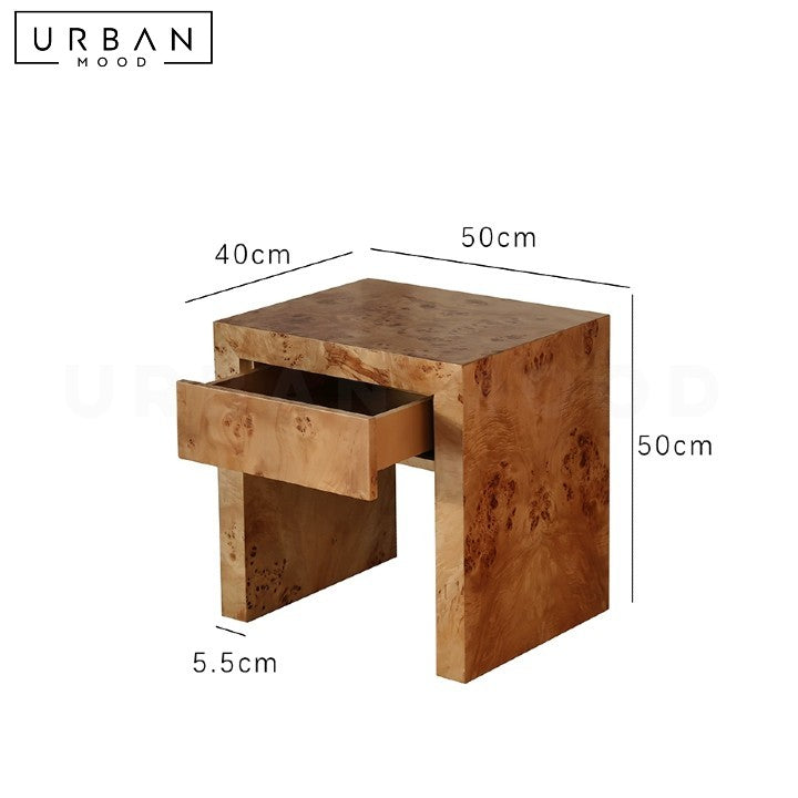 PAVLO Wabi Sabi Solid Wood Bedside Table