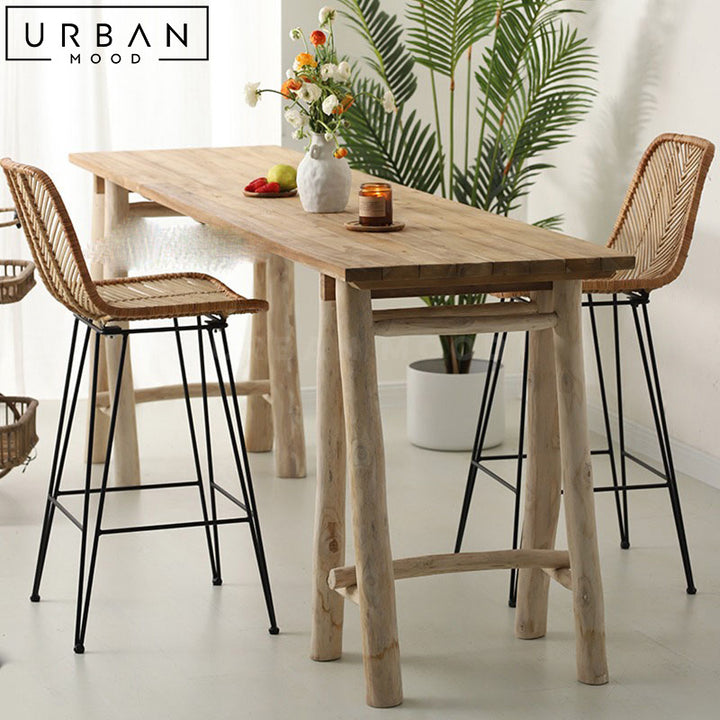 PIPPY Rustic Solid Wood Bar Table