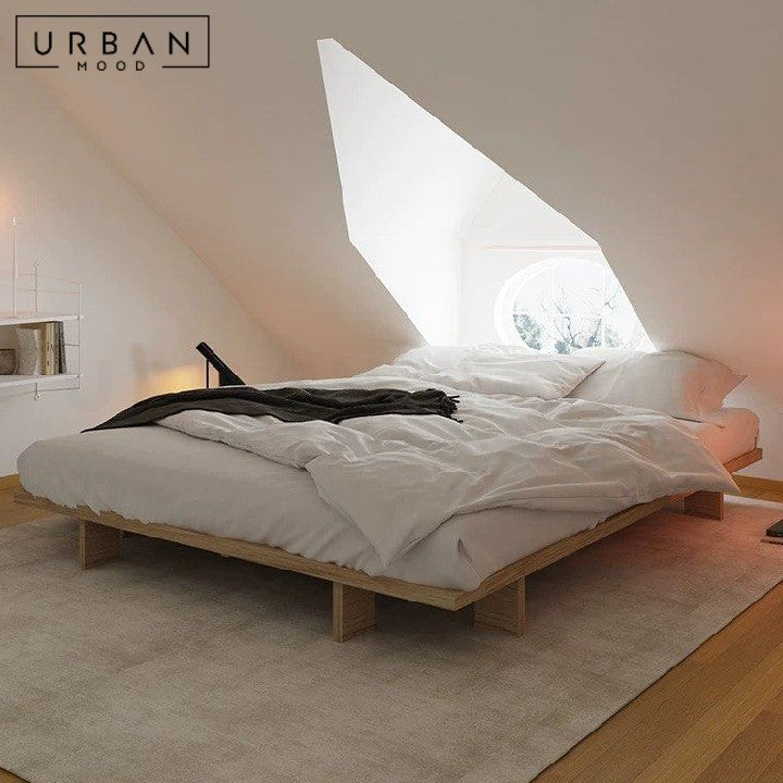 PEAKS Japandi Solid Wood Platform Bedframe