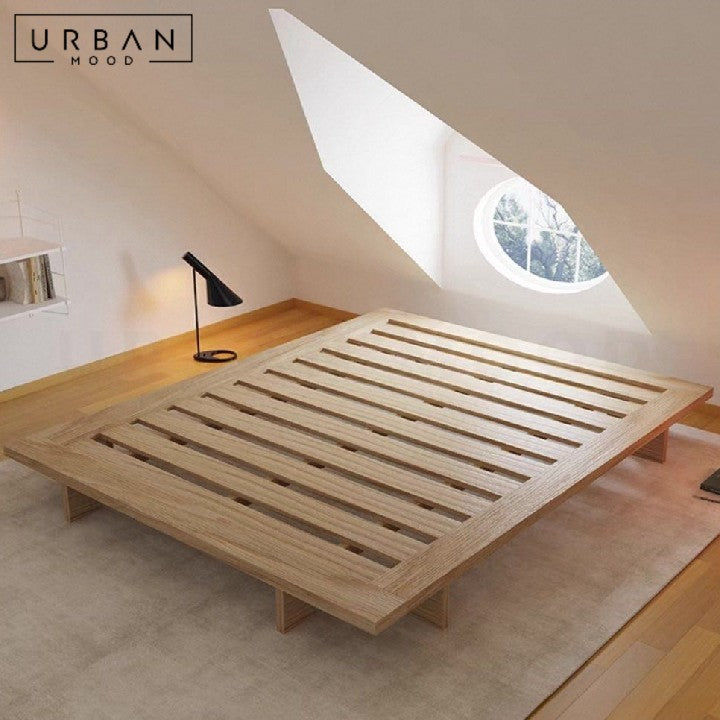 PEAKS Japandi Solid Wood Platform Bedframe