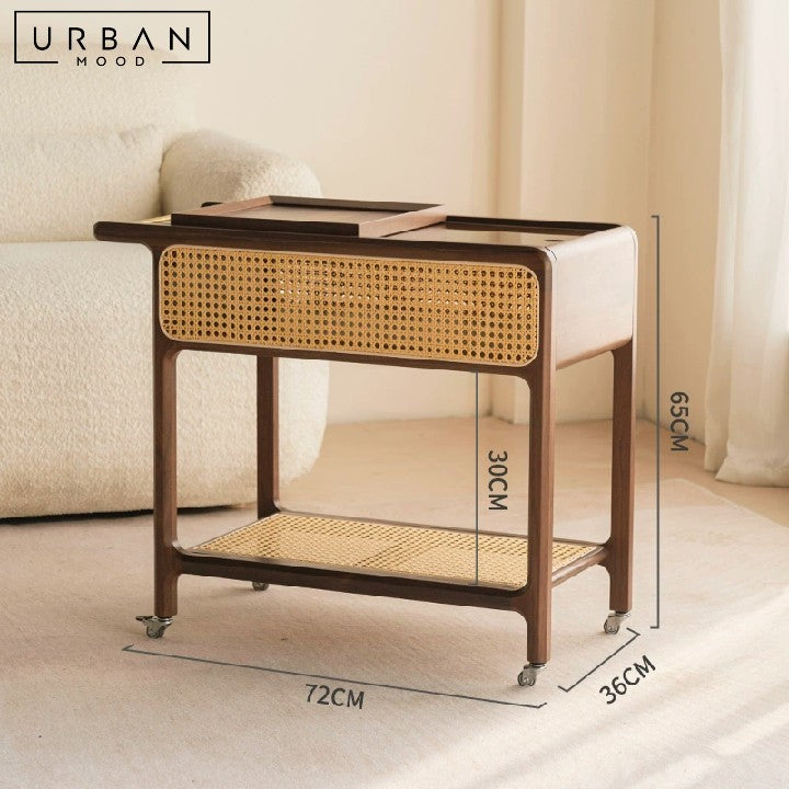 POIRIER Japandi Solid Wood Bar Cart / Trolley