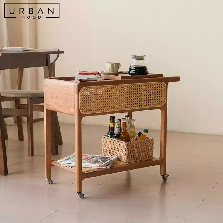 POIRIER Japandi Solid Wood Bar Cart / Trolley