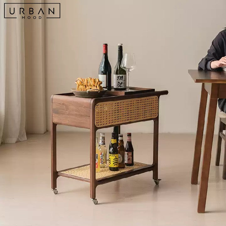 POIRIER Japandi Solid Wood Bar Cart / Trolley