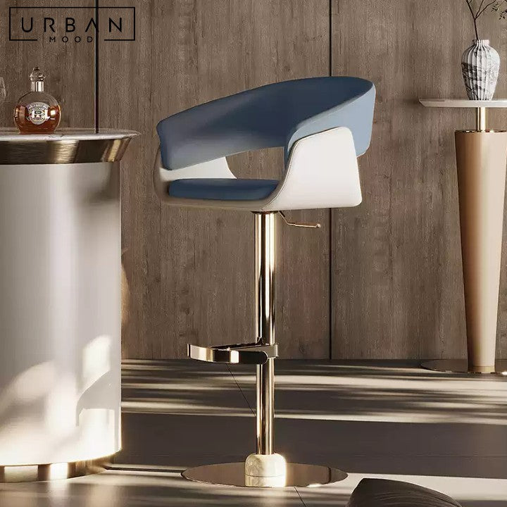 POULAIN Modern Swivel Leather Bar Stool
