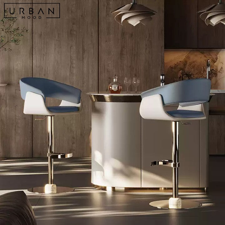 POULAIN Modern Swivel Leather Bar Stool