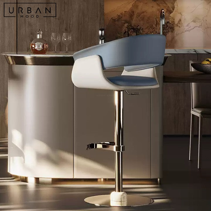 POULAIN Modern Swivel Leather Bar Stool