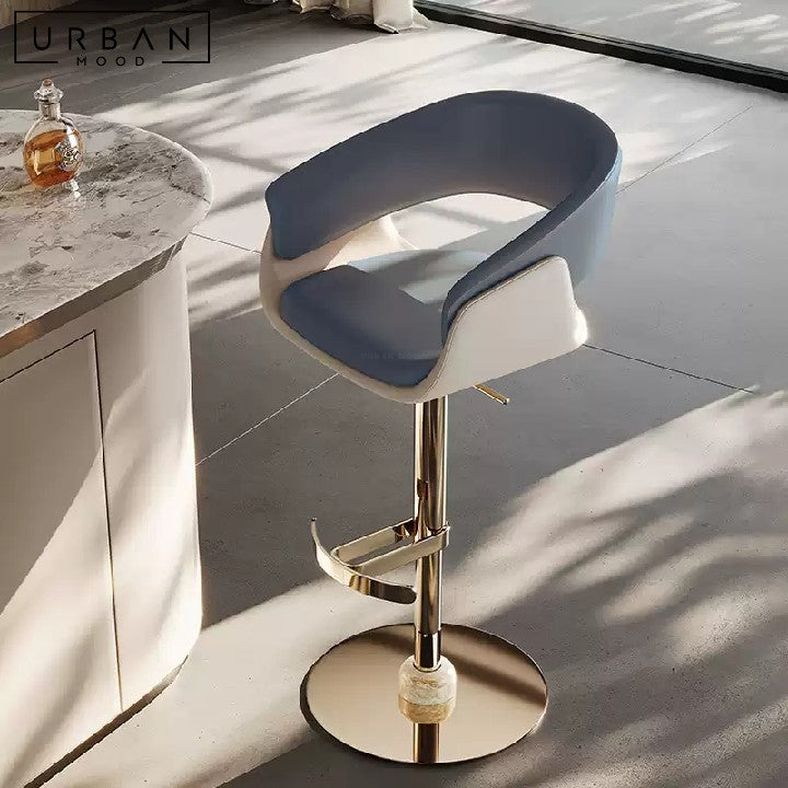 POULAIN Modern Swivel Leather Bar Stool