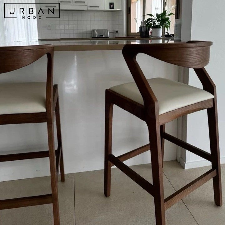 RANTA Modern Solid Wood Bar Stool