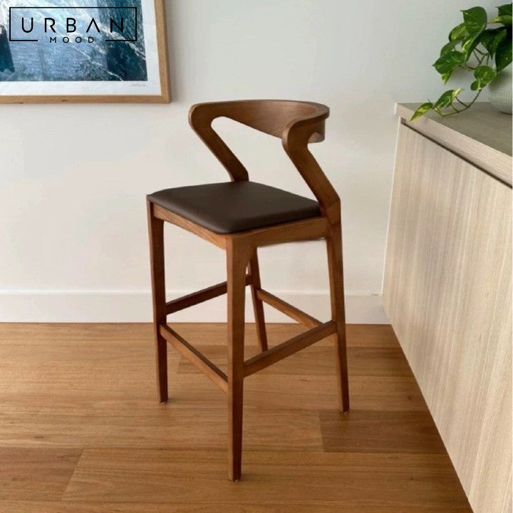 RANTA Modern Solid Wood Bar Stool