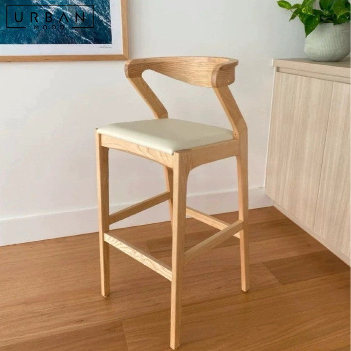 RANTA Modern Solid Wood Bar Stool