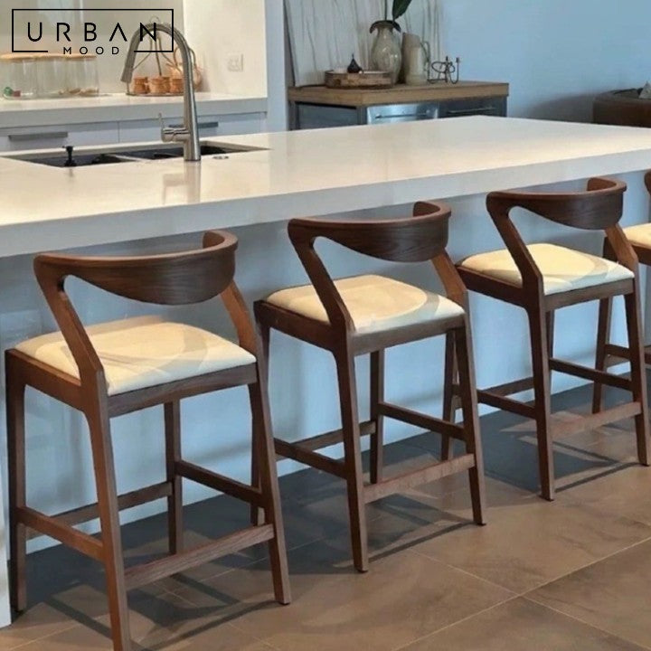 RANTA Modern Solid Wood Bar Stool