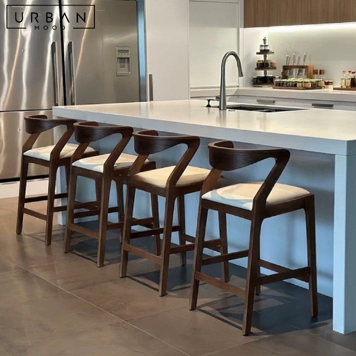 RANTA Modern Solid Wood Bar Stool