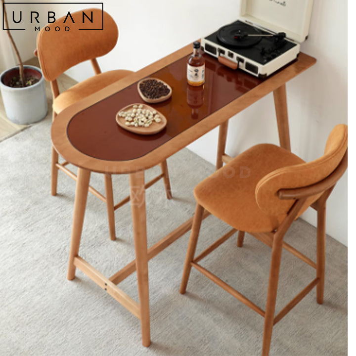 ROMANE Japandi Solid Wood Bar Stool