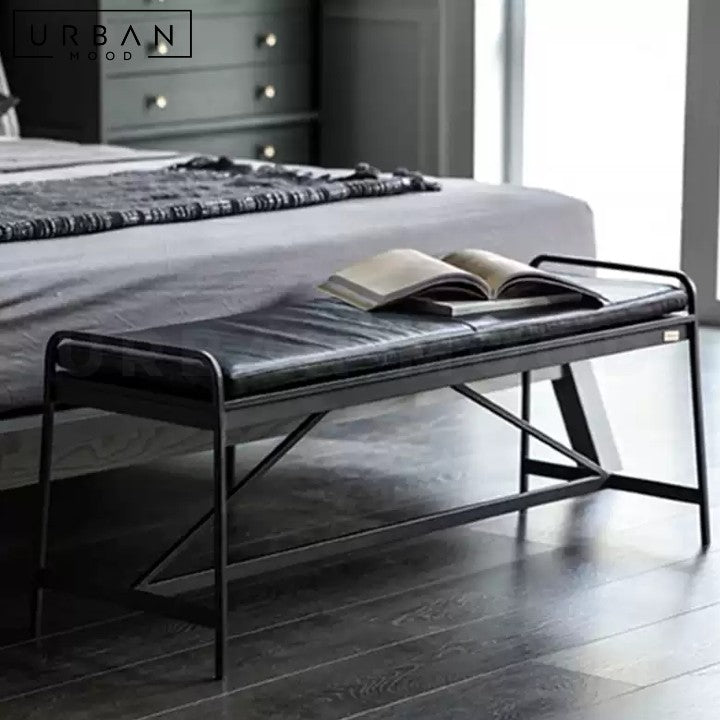 RONJA Industrial Leather Bench