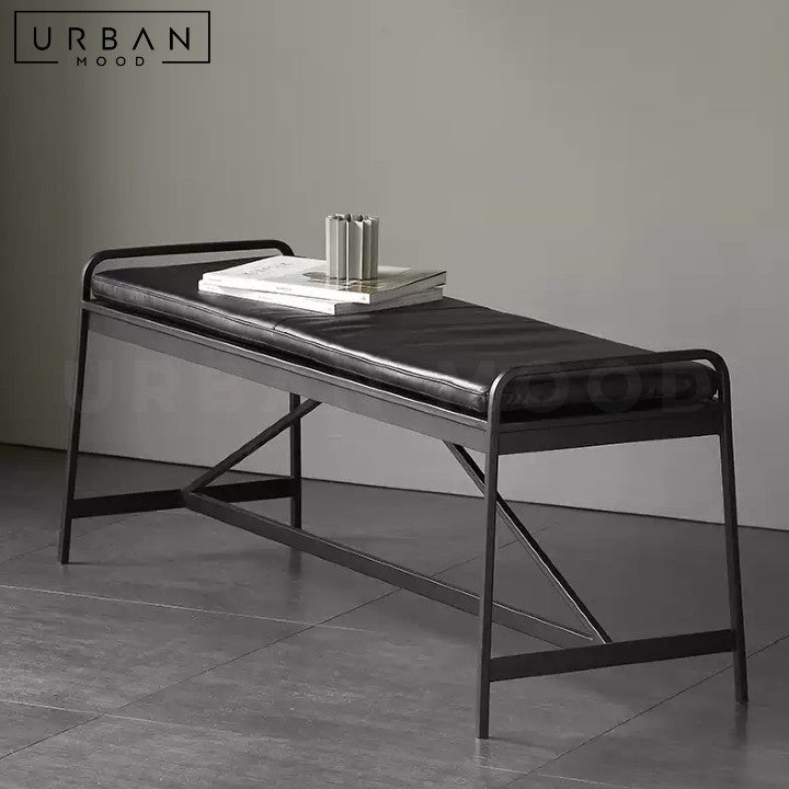 RONJA Industrial Leather Bench