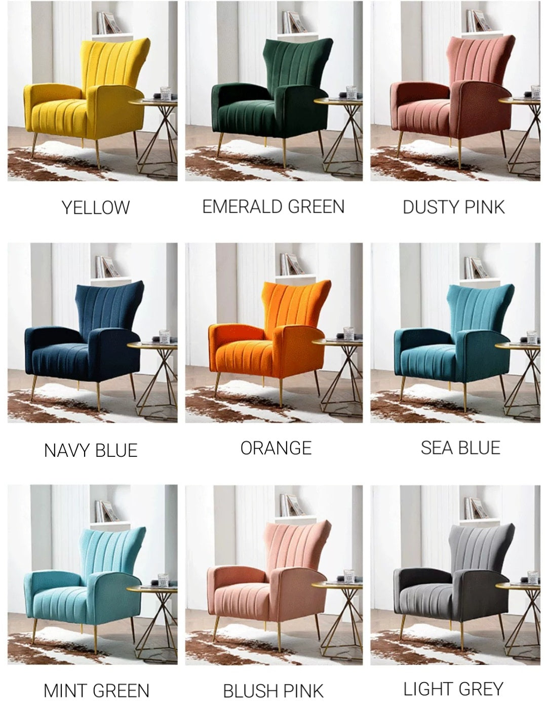 OREGON Winged Velvet Armchair
