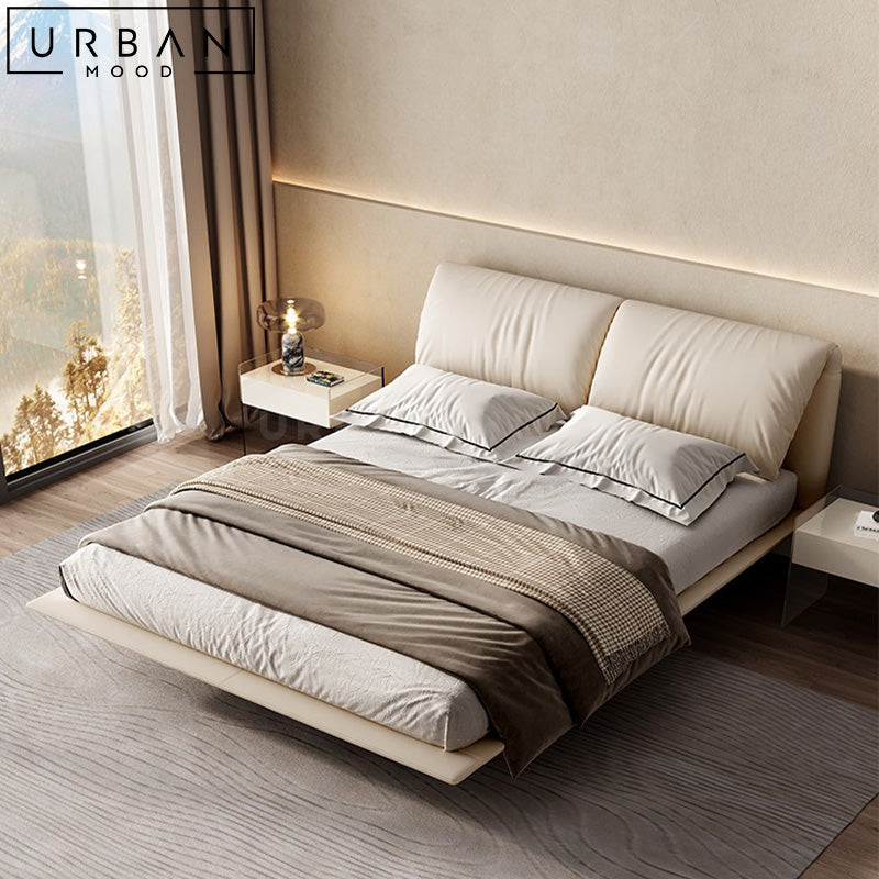 THUNE Modern Floating Leather Bedframe