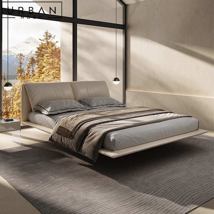 THUNE Modern Floating Leather Bedframe