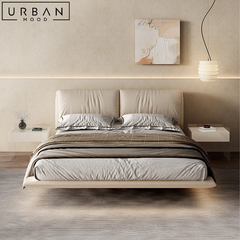 THUNE Modern Floating Leather Bedframe