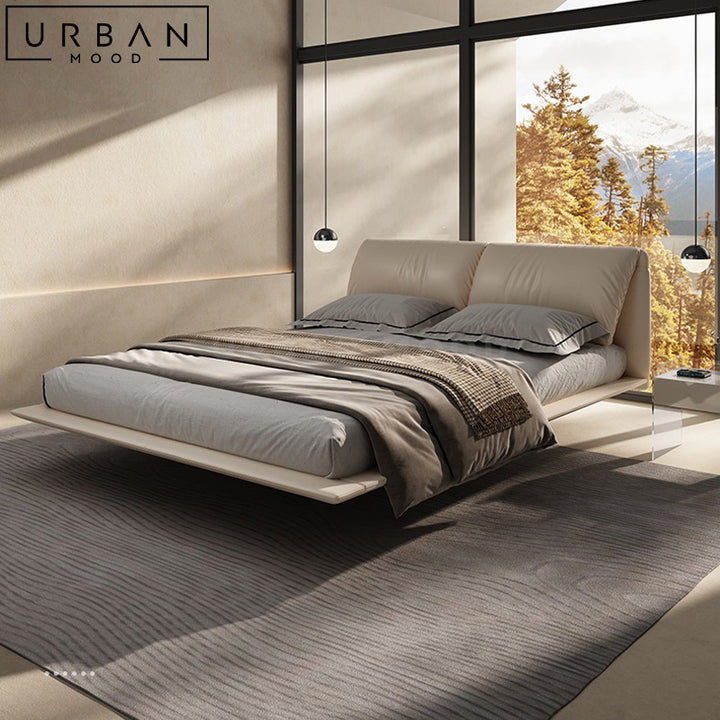 THUNE Modern Floating Leather Bedframe
