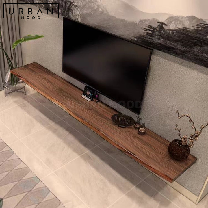 VERNIA Rustic Solid Wood Floating TV Console