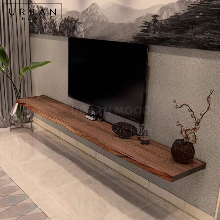 VERNIA Rustic Solid Wood Floating TV Console Urban Mood