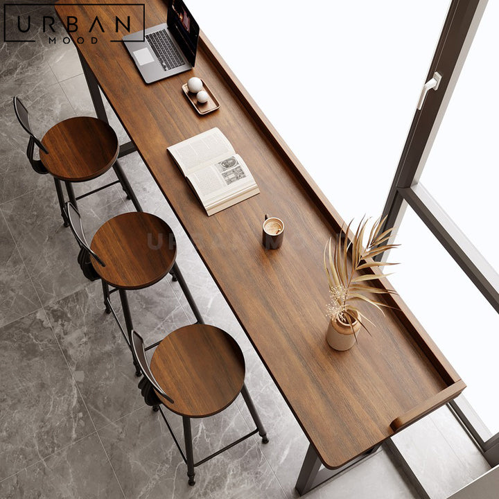 WAKIN Rustic Solid Wood Bar Table
