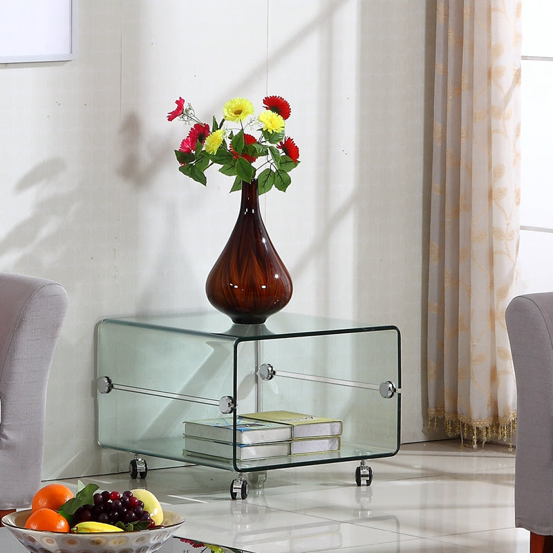 HICKMAN Minimalist Designer Glass Side Table – Urban Mood