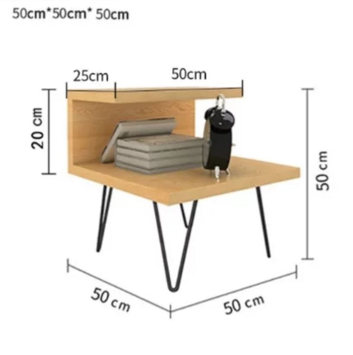 CORA Modern Industrial Solid Wood Bedside Table