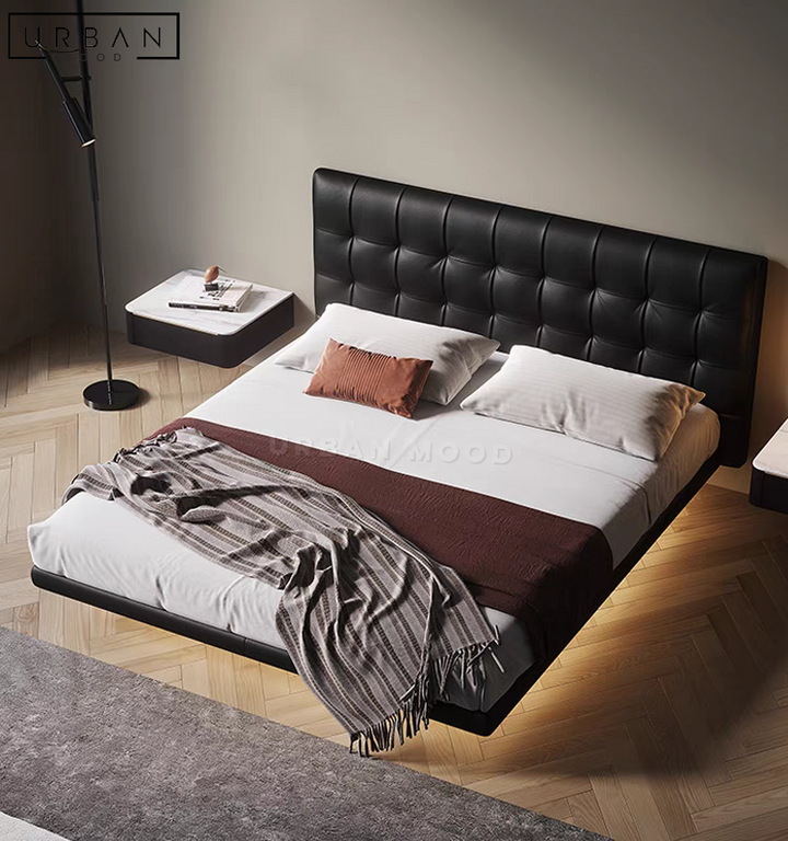 DEUCE Modern Floating Leather Bedframe