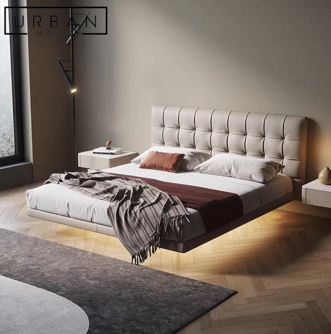 DEUCE Modern Floating Leather Bedframe