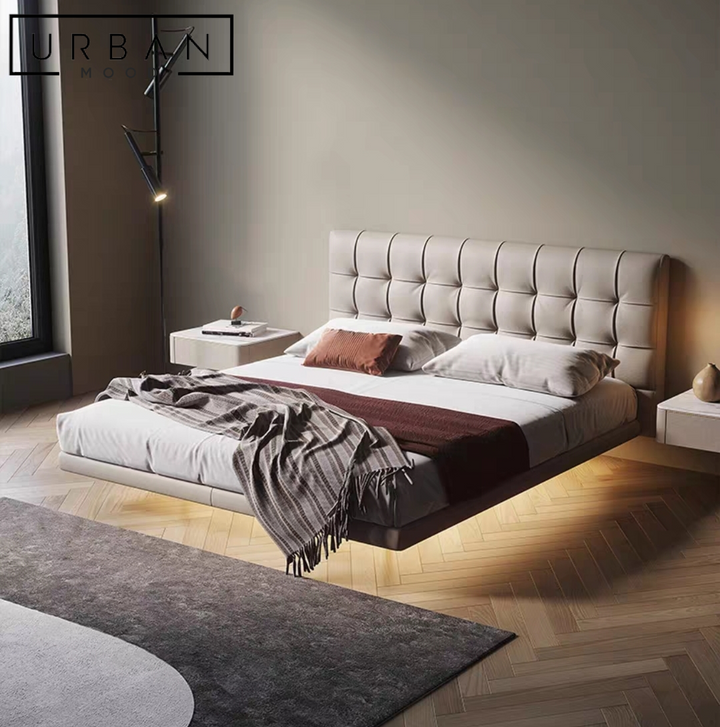 DEUCE Modern Floating Leather Bedframe