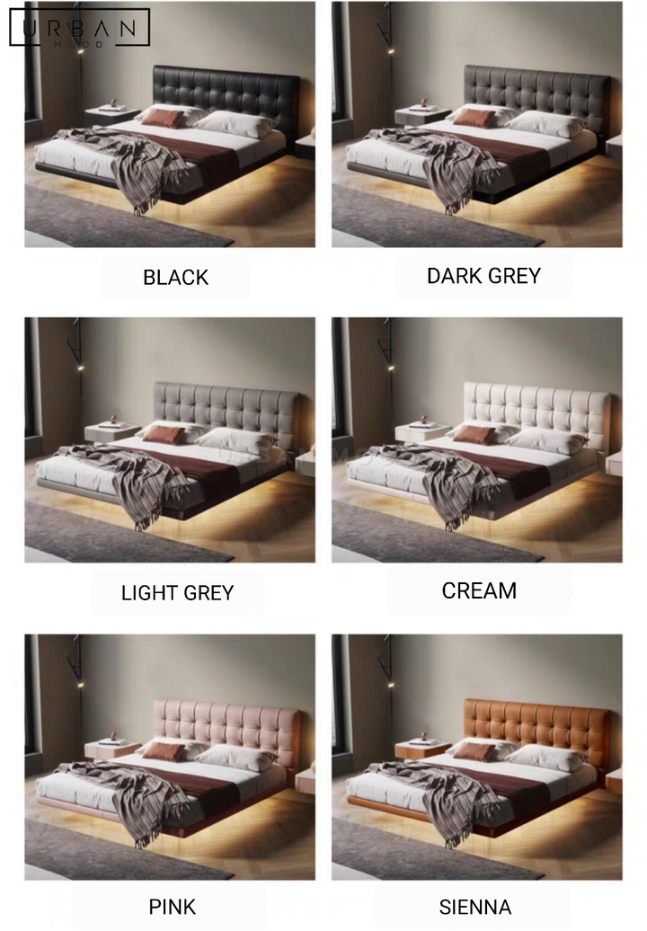 DEUCE Modern Floating Leather Bedframe