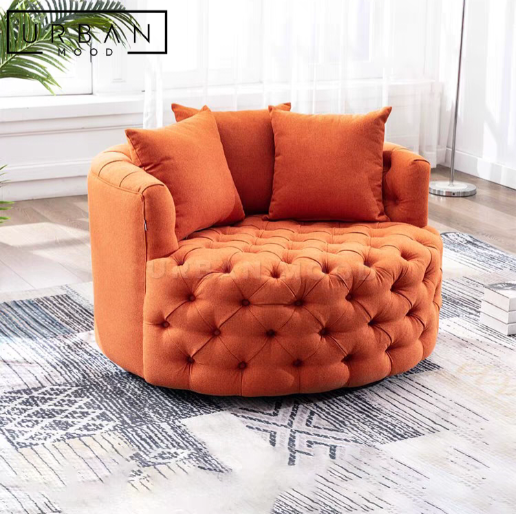 EZRA Victorian Swivel Velvet Armchair