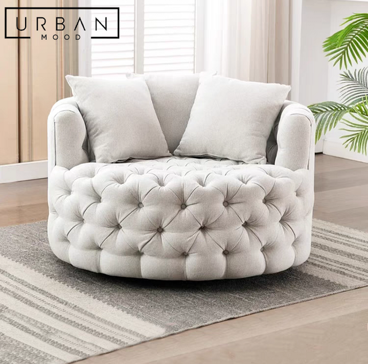 EZRA Victorian Swivel Velvet Armchair