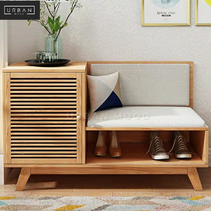 NATIVE Rustic Solid Wood Shoe Cabinet Bench Urban Mood