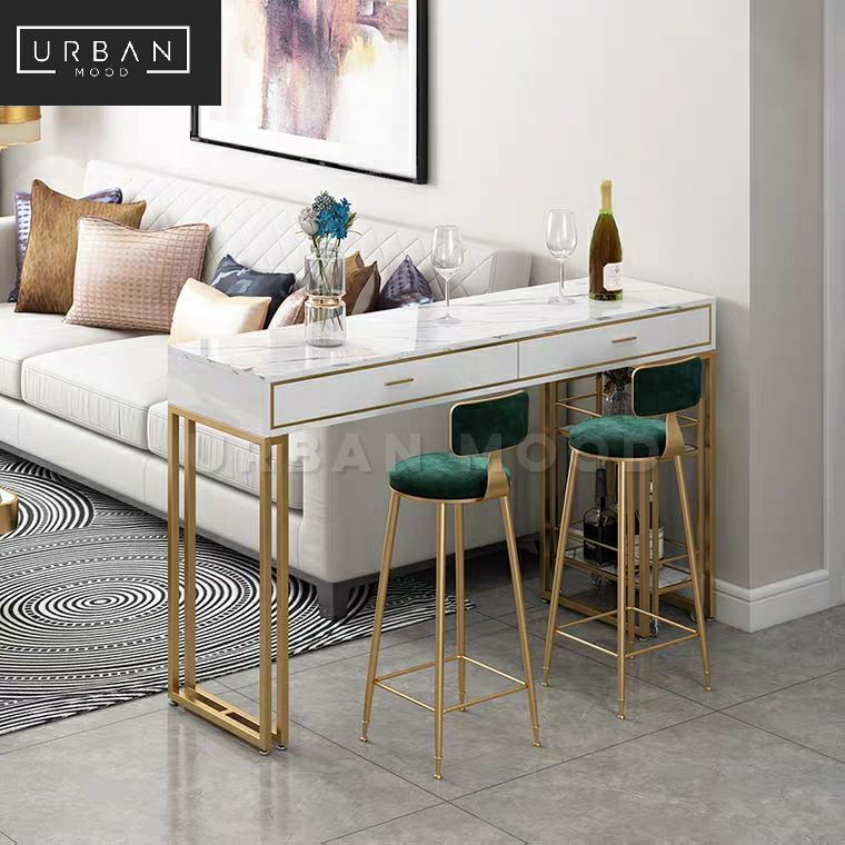 PARLOR Marble Bar Table with Bar Cart