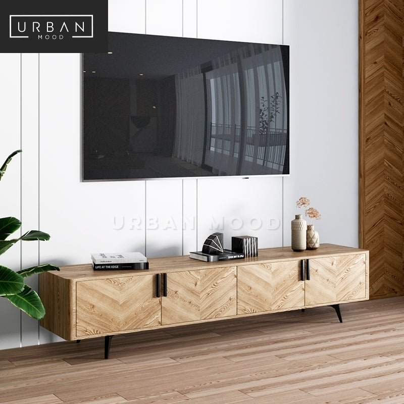 BURTON Rustic Solid Wood Chevron TV Console Urban Mood