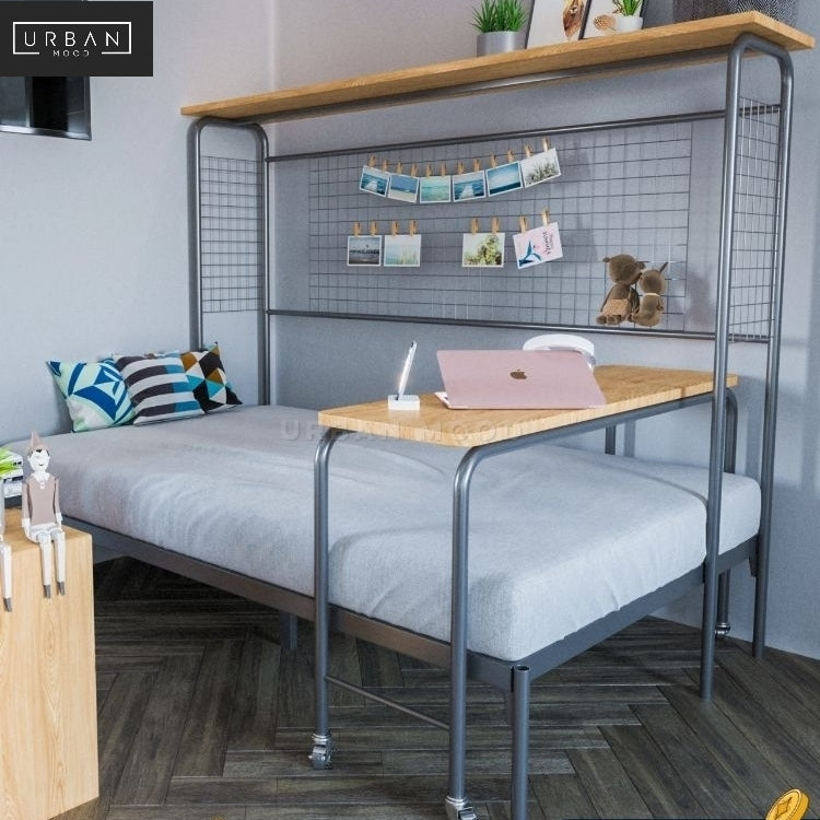 SHAKER Industrial Metal Bedframe with Study Table
