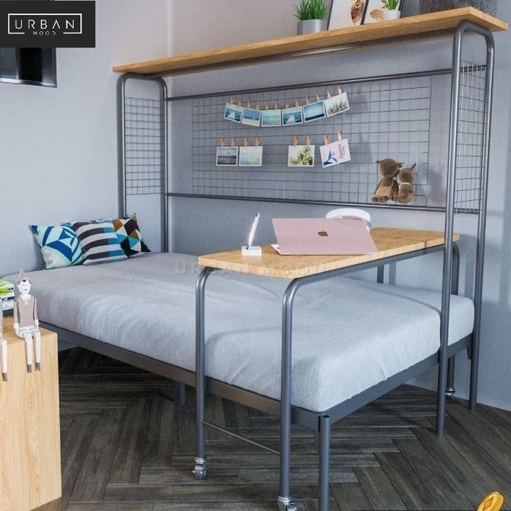SHAKER Industrial Metal Bedframe with Study Table