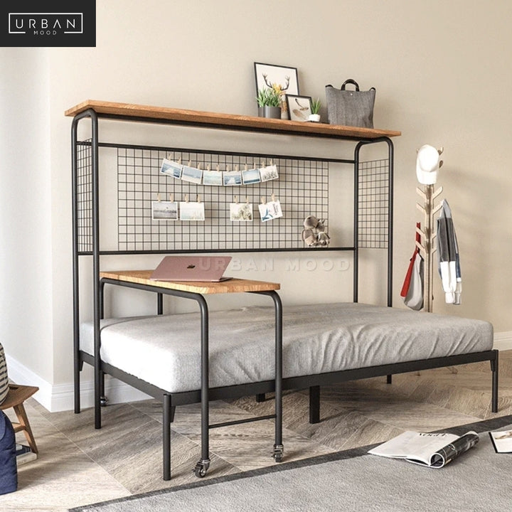 SHAKER Industrial Metal Bedframe with Study Table
