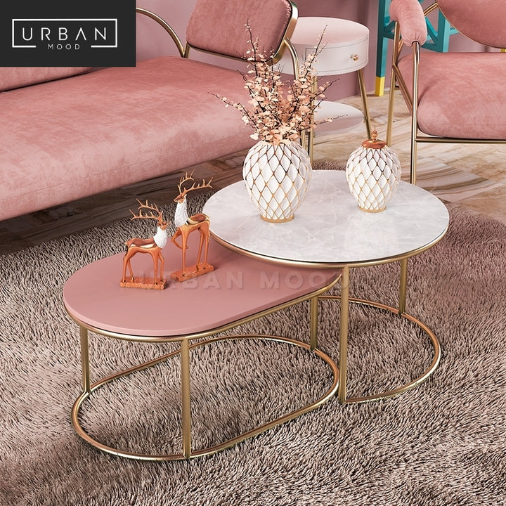 JAMIES Modern Marble Nesting Coffee Table