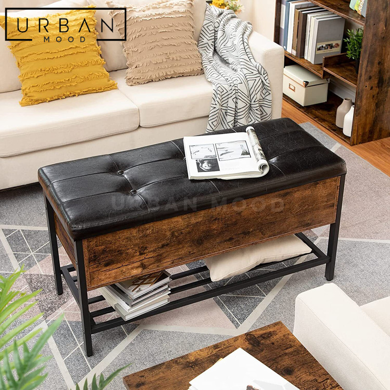 HAYES Industrial Solid Wood Shoe Bench Urban Mood