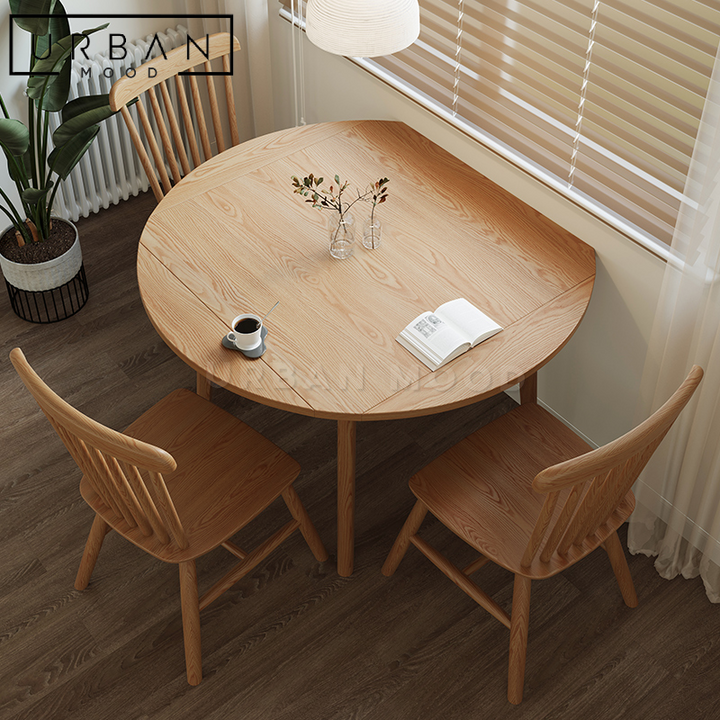 COWELL Extendable Solid Wood Round Dining Table