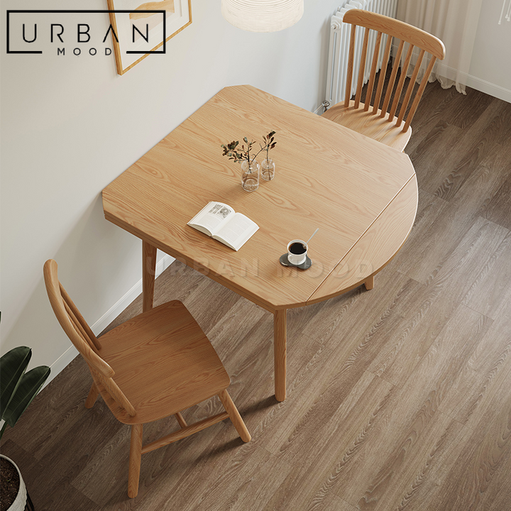 COWELL Extendable Solid Wood Round Dining Table