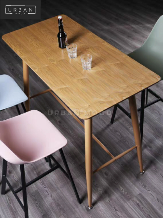 BARNES Rustic Solid Wood Bar Table