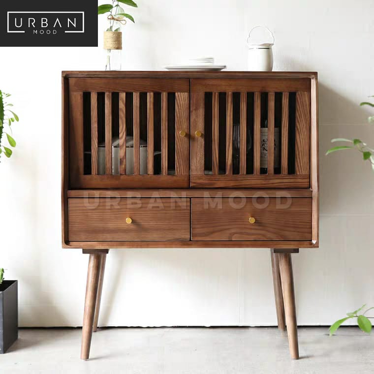 RUSTLE Rustic Solid Wood Display Cabinet