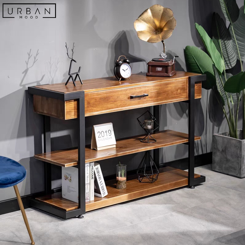 Rustic solid best sale wood console table