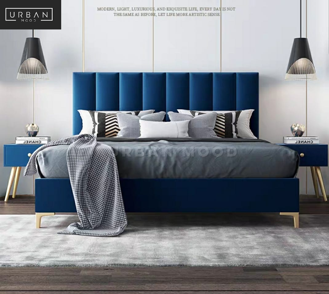 Modern velvet store bed frame