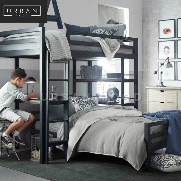 MANOR Industrial Double Decker Bedframe with Study